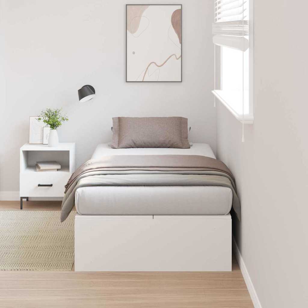 Förvaringssängram med lagring Vit 100 x 200 cm Konstruerat trä
