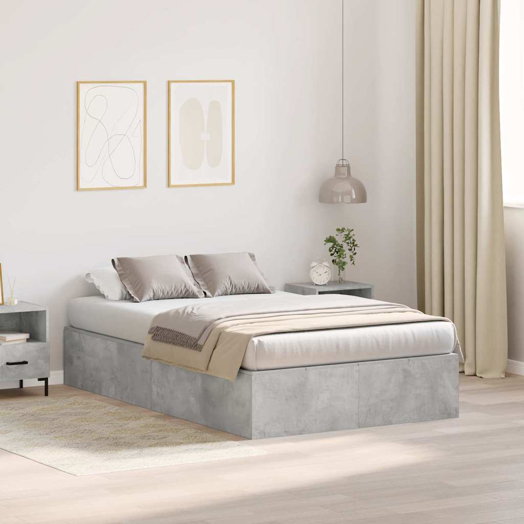 Förvaringssängram Betonggrå 120 x 200 cm Konstruerat trä