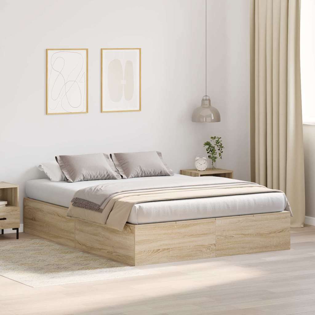 Förvaringssängram Sonoma-ek 150 x 200 cm Konstruerat trä
