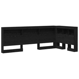 Förvaringshuvudgavel med hylla Svart Ek 90 cm Konstruerat trä