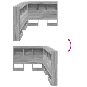 Förvaringshuvudgavel med hylla Grå Sonoma 90 cm Konstruerat trä