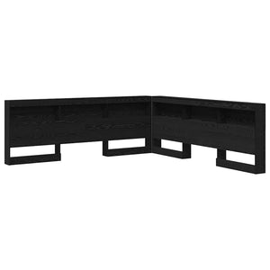 Förvaringshuvudgavel med hylla Svart Ek 200 cm Konstruerat trä