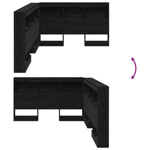 Förvaringshuvudgavel med hylla Svart Ek 120 cm Konstruerat trä