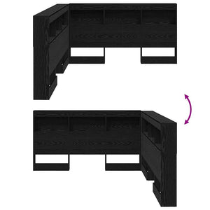 Förvaringshuvudgavel med hylla Svart Ek 160 cm Konstruerat trä