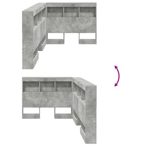 Förvaringshuvudgavel med hylla Betonggrå 90 cm Konstruerat trä