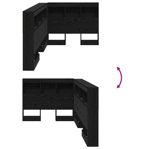 Förvaringshuvudgavel med hylla Svart Ek 75 cm Konstruerat trä