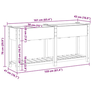 Trädgårdsplanterare Beige 161 x 43 x 76,5 cm Massivt Furu