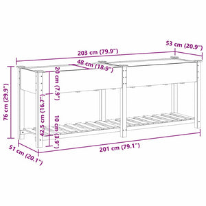 Trädgårdsplanterare Beige 203 x 53 x 76,5 cm Massivt Furu