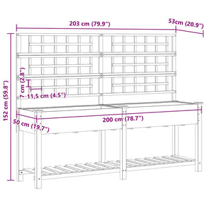 Trädgårdsplanterare Beige 203,5 x 54 x 152,5 cm Massivt Furu