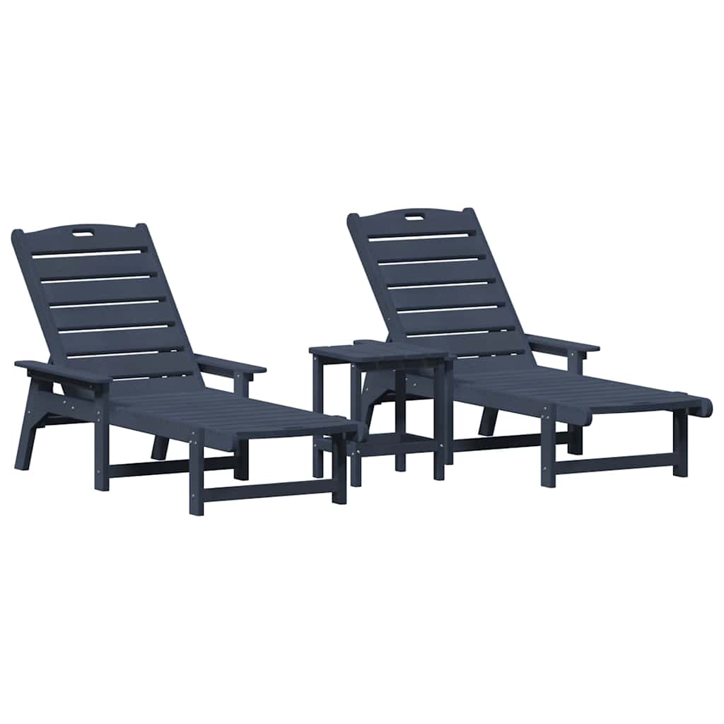 Solstol 3 st polyeten Marinblå