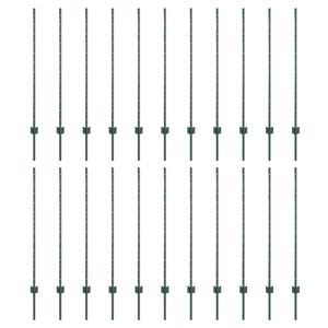 Stängselstolpe 22 pcs Grön 160 cm Stål