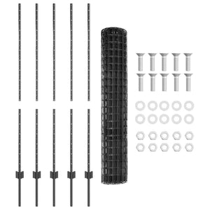 Stängsel med stolpe Grå 1,4 x 10 m Stål och PVC