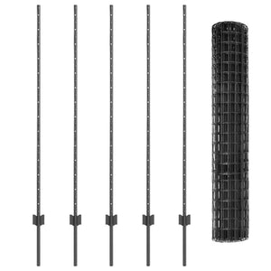 Stängsel med stolpe Grå 1,4 x 10 m Stål och PVC