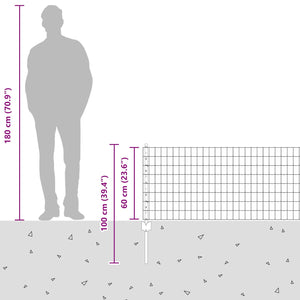 Stängsel med stolpe Silver 0,6 x 25 m Stål
