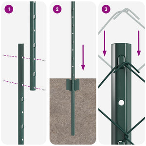 Stängsel med stolpe Grön 1,4 x 25 m Stål och PVC
