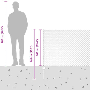 Stängsel med stolpe Grå 1 x 10 m Stål och PVC