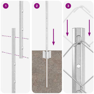 Stängsel med stolpe Silver 1 x 10 m Stål