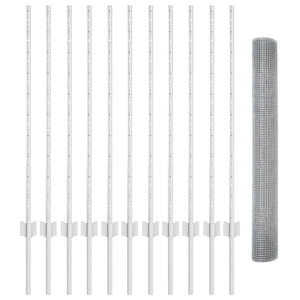 Stängsel med stolpe Silver 1 x 25 m Stål