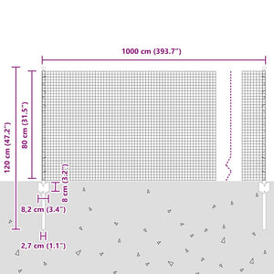 Stängsel med stolpe Grön 0,8 x 10 m Stål och PVC