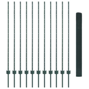 Stängsel med stolpe Grön 1,4 x 25 m Stål och PVC