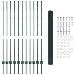 Stängsel med stolpe Grön 1,4 x 25 m Stål och PVC