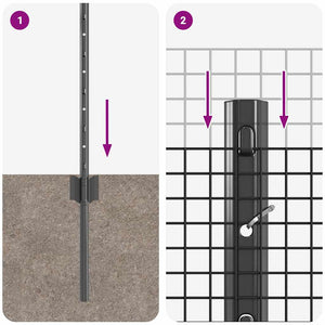 Stängsel med stolpe Grå 0,8 x 10 m Stål och PVC