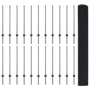 Stängsel med stolpe Grå 1 x 50 m Stål och PVC