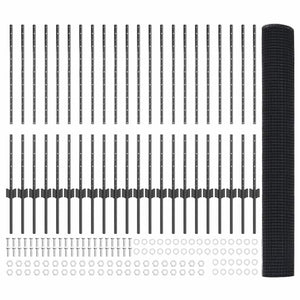 Stängsel med stolpe Grå 1 x 50 m Stål och PVC