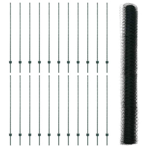 Stängsel med stolpe Grön 1,6 x 50 m Stål och PVC