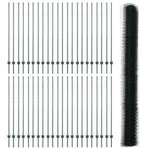 Stängsel med stolpe Grön 1,6 x 100 m Stål och PVC
