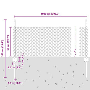 Stängsel med stolpe Silver 0,5 x 10 m Stål