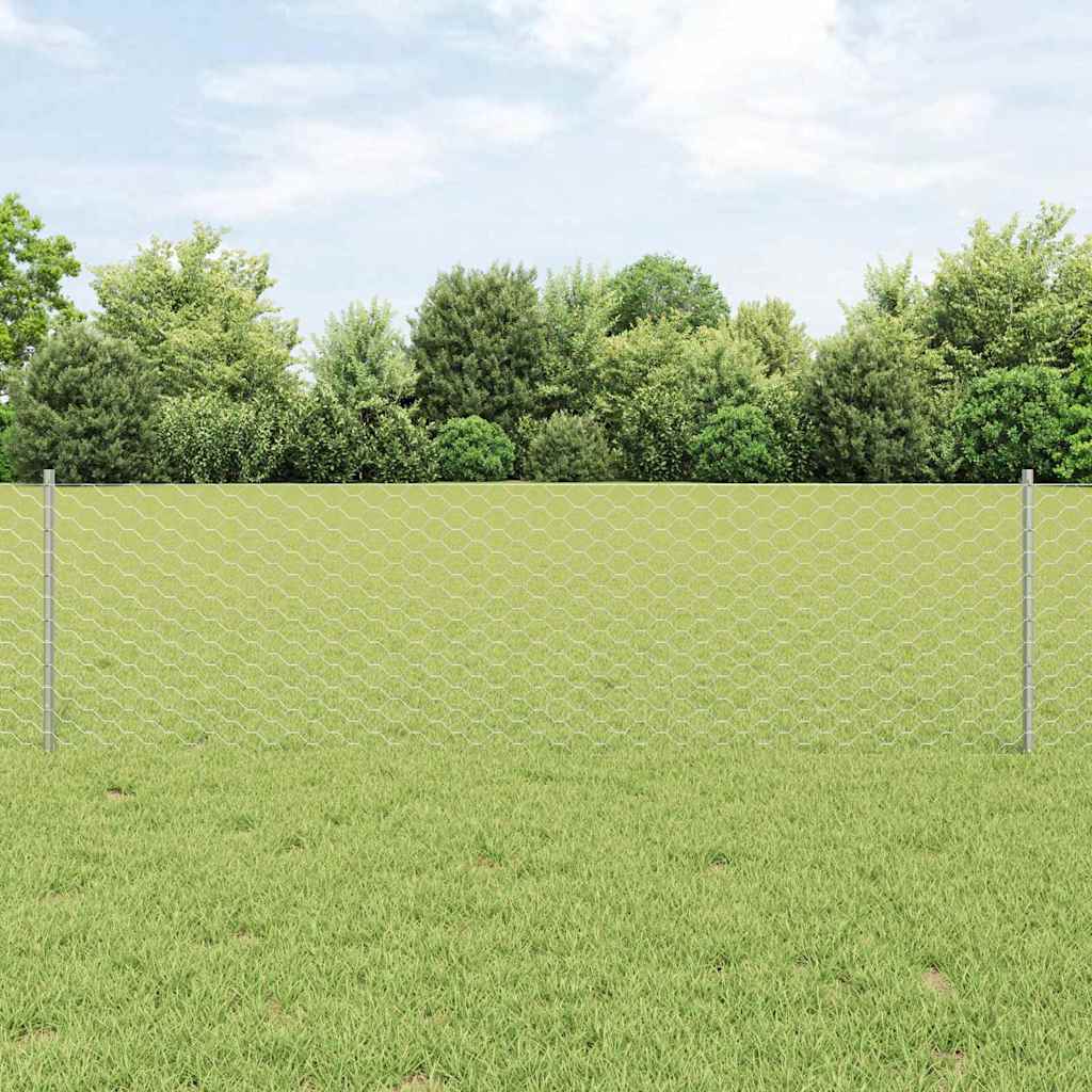 Sexkantigt staket med stolpe 10 x 0,6 m Galvaniserat stål Mesh
