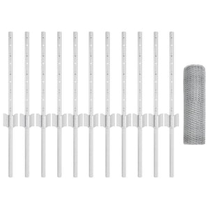 Stängsel med stolpe Silver 0,4 x 25 m Stål