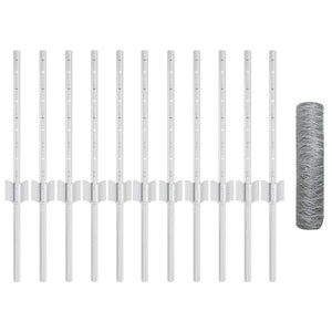Stängsel med stolpe Silver 0,4 x 25 m Stål