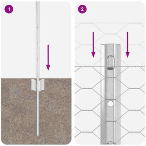 Stängsel med stolpe Silver 0,8 x 50 m Stål