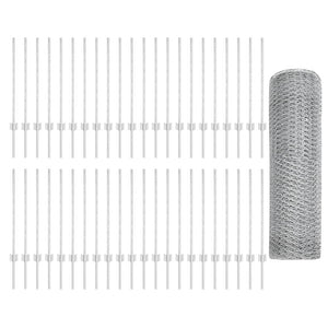 Stängsel med stolpe Silver 0,8 x 100 m Stål