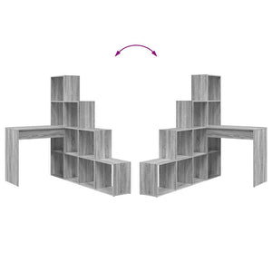 Hörnskrivbord med hylla Grå Sonoma 101,5 x 149,5 x 149,5 cm