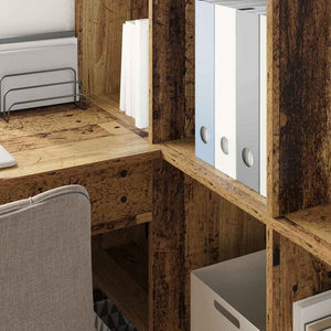 Hörnskrivbord med hylla Gammalt trä 101,5 x 149,5 x 149,5 cm