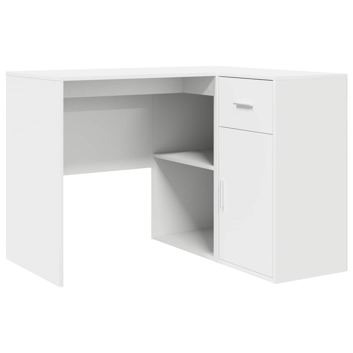 Hörnskrivbord med låda med hylla med dörr Vit 102 x 88 x 75 cm