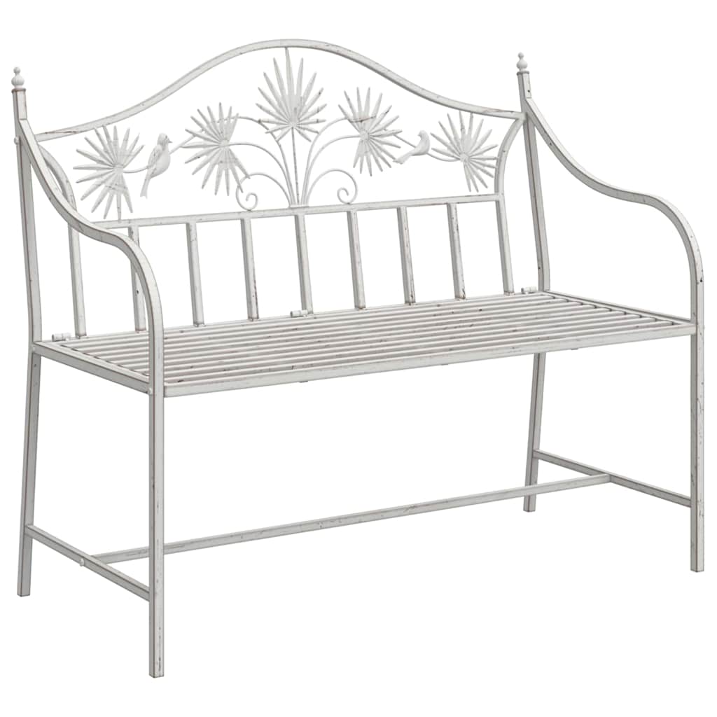 Trädgårdsbänk Antik vit 104 x 52,5 x 89 cm Stål