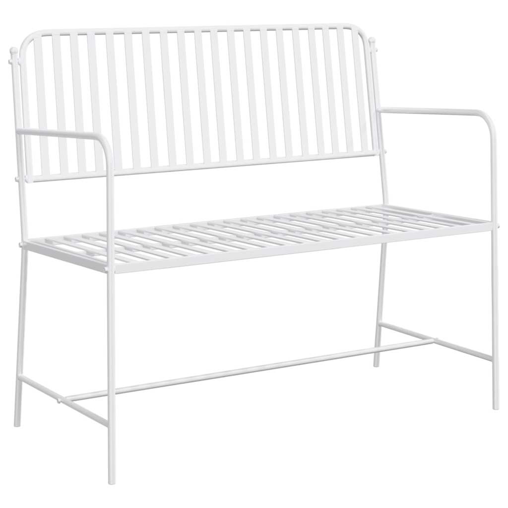 Trädgårdsbänk Enkel Vit 103,5 x 51,5 x 90 cm Stål