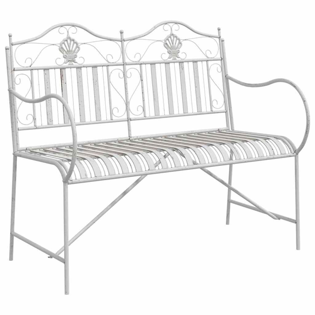 Trädgårdsbänk Antik vit 103,5 x 59 x 89 cm Stål
