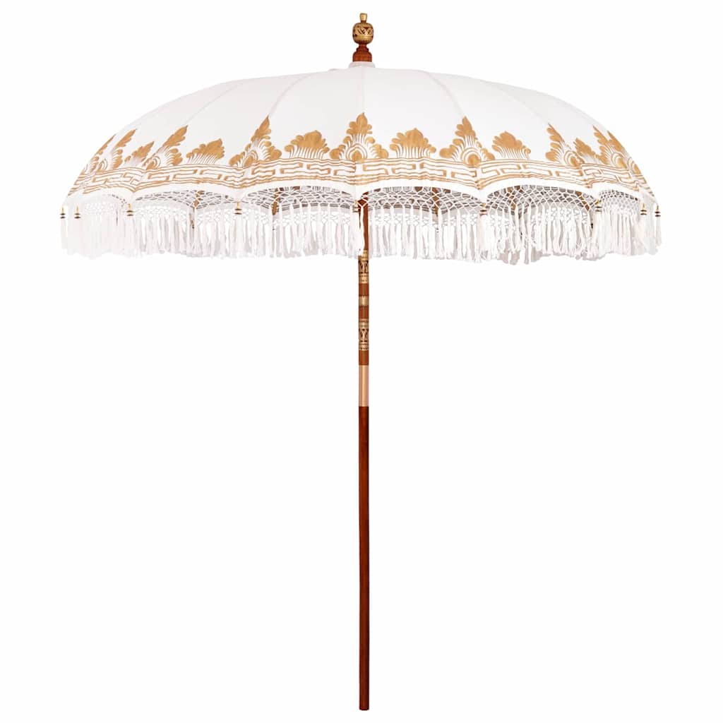 Balinesisk Parasol 215 x 215 x 260 cm Bomull Rund Gräddvit