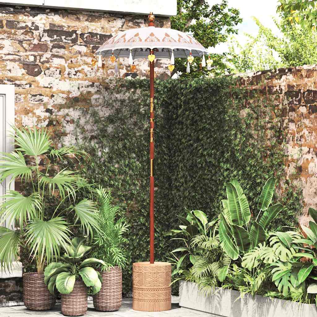 Balinesisk Parasol Kräm 125 x 125 x 260 cm Bomull
