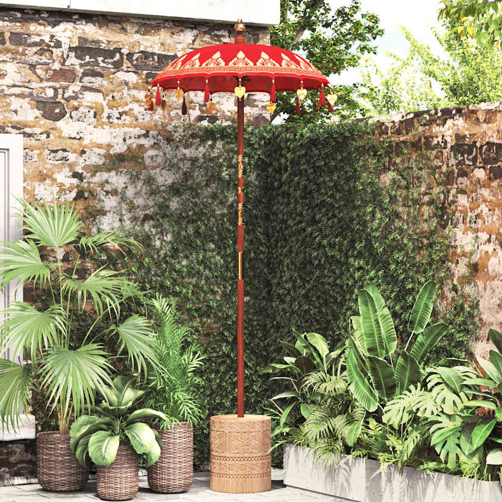 Balinesisk Parasol Röd 125 x 125 x 260 cm Bomull