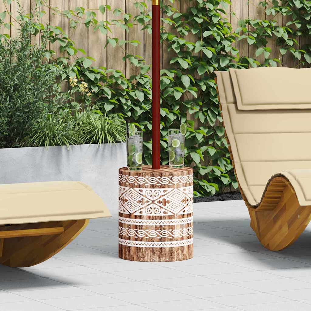 Parasollfot 23 kg Vitt tvättat Massivt Trä Cylindrisk