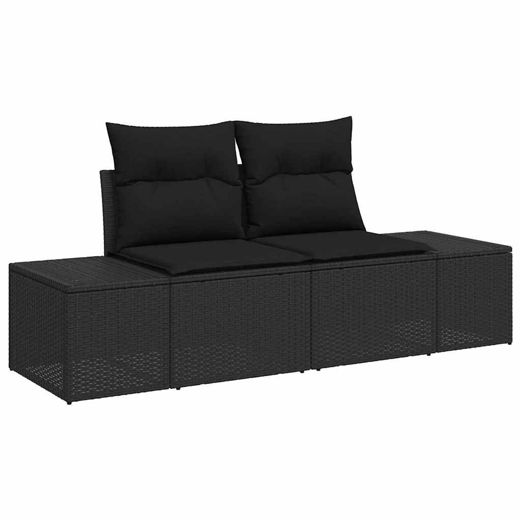 Trädgårdsoffa med kudde Svart 184 x 62 x 69 cm konstrotting