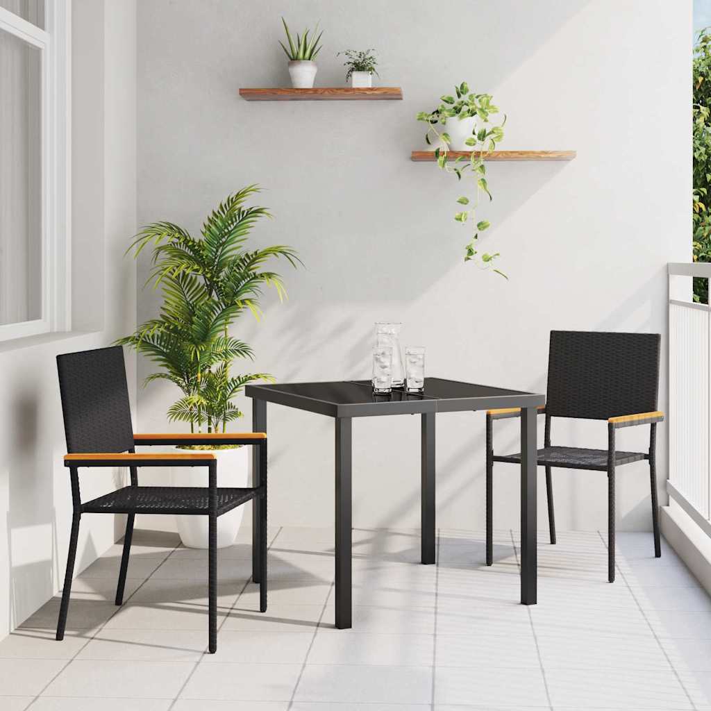 Trädgårds stapelbara stolar 2 pcs Svart och Brunt