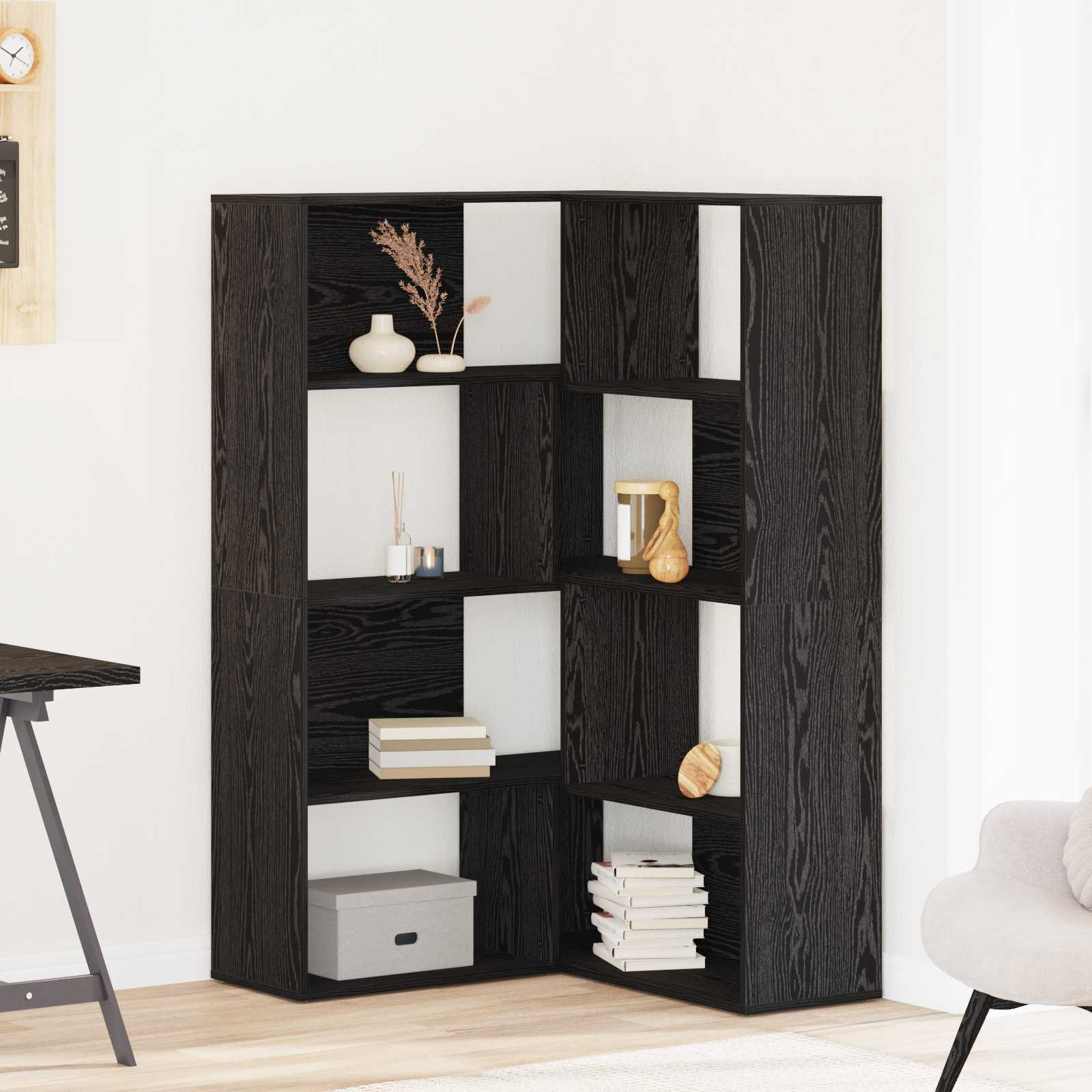 Garderob 6 nivåer 85 x 85 x 140 cm Konstruerat trä Svart Ek