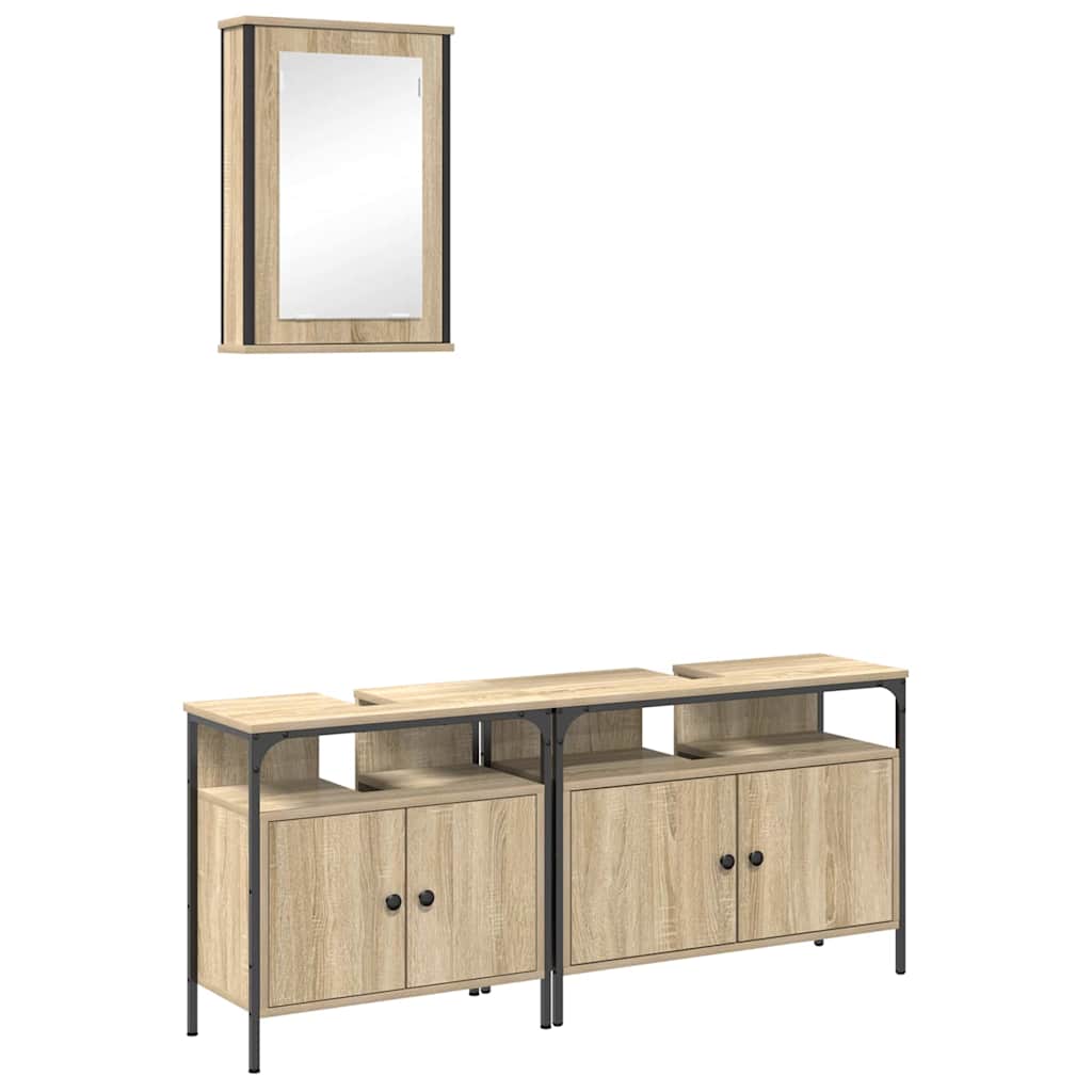 Badrumsmöbelset 3 st Brun 80 x 30 x 60 cm Konstruerat trä